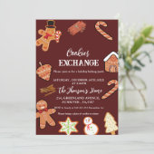 Red Christmas Cookies Exchange Party uitnodiging (Staand voorkant)