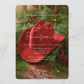 Red Christmas Cowboy Hat Bridesmaids Luncheon Kaart (Voorkant)