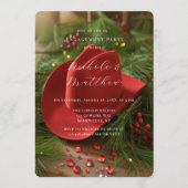 Red Christmas Cowboy Hat Engagement Party Kaart (Voorkant)
