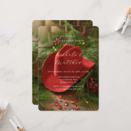 Red Christmas Cowboy Hat Engagement Party Kaart