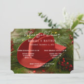 Red Christmas Cowboy Hat Rehearsal Dinner Kaart (Staand voorkant)