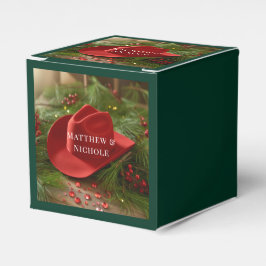 Red Christmas Cowboy Hat Wedding Bedankdoosjes