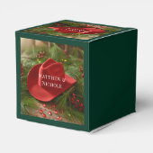 Red Christmas Cowboy Hat Wedding Bedankdoosjes (Achterkant)