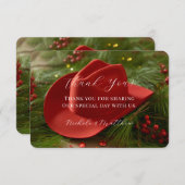 Red Christmas Cowboy Hat Wedding Bedankkaart (Voorkant / Achterkant)