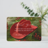 Red Christmas Cowboy Hat Wedding Bedankkaart (Staand voorkant)