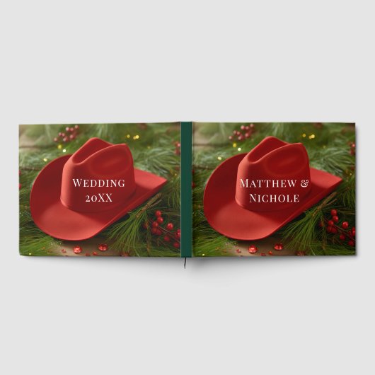 Red Christmas Cowboy Hat Wedding Gastenboek (Volledig)