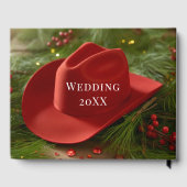 Red Christmas Cowboy Hat Wedding Gastenboek (Achterkant)