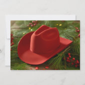 Red Christmas Cowboy Hat Wedding Save The Date (Achterkant)