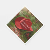 Red Christmas Cowboy Hat Wedding Servet (Hoek)