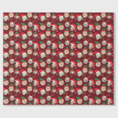 Red Christmas Crew Custom Six Photo Grappige Vakan Cadeaupapier (Vlak)