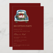 Red Christmas Decor Receptie Uitnodiging Kaart (Voorkant / Achterkant)