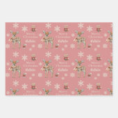 Red Christmas Deer & Fox gepersonaliseerd Inpakpapier Vel (Voorkant 2)