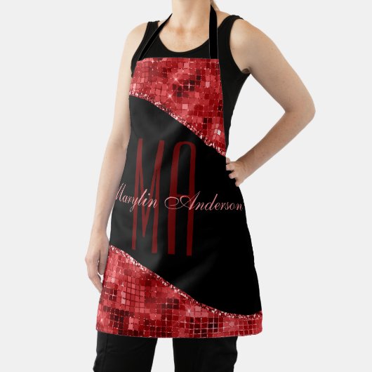 RED CHRISTMAS DISCO SHIMMER CUSTOM MONOGRAM SCHORT (Insitu)