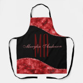 RED CHRISTMAS DISCO SHIMMER CUSTOM MONOGRAM SCHORT (Voorkant)