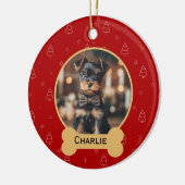 Red Christmas Dog Name Holiday Keepsake Keramisch Ornament (Links)