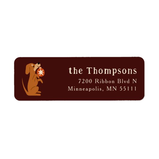 Red Christmas Dog Retouradres Etiket (Voorkant)