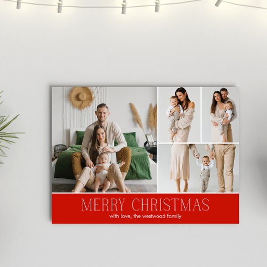 RED Christmas Elegant 4 Collage Fotobericht Feestdagenkaart