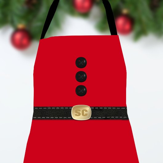 Red Christmas Elf Kostuum Monogram Vakantie Schort