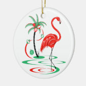 Red Christmas Flamingo ornament round (Links)