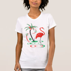 Red Christmas Flamingo T-shirt voor dames