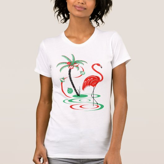 Red Christmas Flamingo T-shirt voor dames (Voorkant)