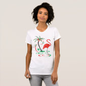 Red Christmas Flamingo T-shirt voor dames (Voorkant volledig)