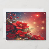 Red Christmas Floral Holiday Card Feestdagenkaart (Achterkant)