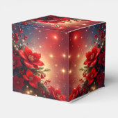 Red Christmas Floral Holiday Favor Box Bedankdoosjes (Achterkant)
