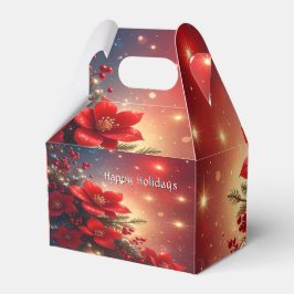 Red Christmas Floral Holiday Gift Box Bedankdoosjes