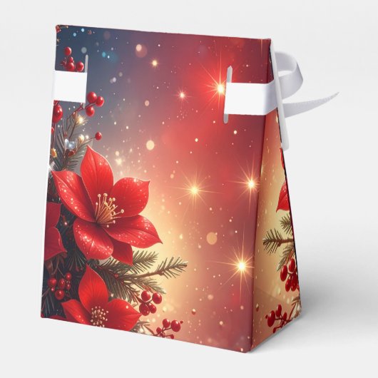 Red Christmas Floral Holiday Gift Box Bedankdoosjes (Achterkant)