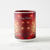 Red Christmas Floral Holiday Mug Mok (Midden)
