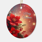 Red Christmas Floral Holiday Ornament (Links)