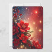 Red Christmas Floral Holiday Party Invitation Kaart (Achterkant)