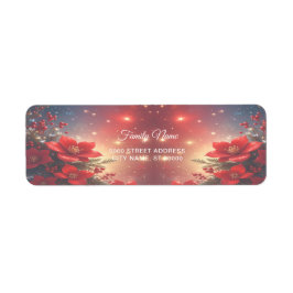 Red Christmas Floral Return Address Label