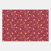 Red Christmas Forest Village Birds Snowflakes Inpakpapier Vel (Voorkant 3)