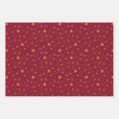 Red Christmas Forest Village Birds Snowflakes Inpakpapier Vel (Voorkant 2)