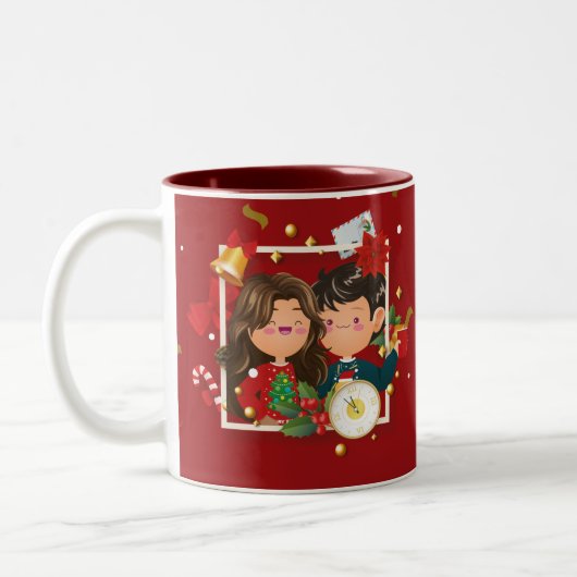 Red Christmas Gift Mug Tweekleurige Koffiemok (Links)