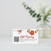 Red Christmas Gift QR Code Registry Card Informatiekaartje (Staand voorkant)