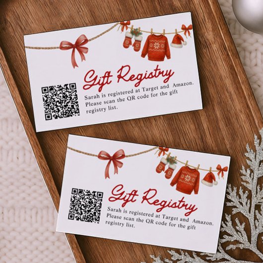 Red Christmas Gift QR Code Registry Card Informatiekaartje