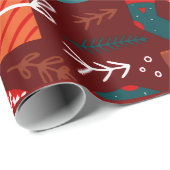 Red Christmas Gift Wrapping Paper with Festive Ico Cadeaupapier (Rol Hoek)