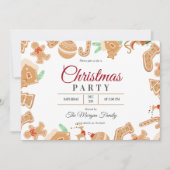 Red Christmas Gingerbread Vakantie Party uitnodigi Kaart (Voorkant)
