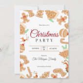 Red Christmas Gingerbread Vakantie Party uitnodigi Kaart (Voorkant)