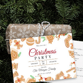 Red Christmas Gingerbread Vakantie Party uitnodigi Kaart