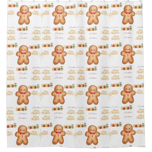 red Christmas  happy day and Christmas Douchegordijn (Voorkant)