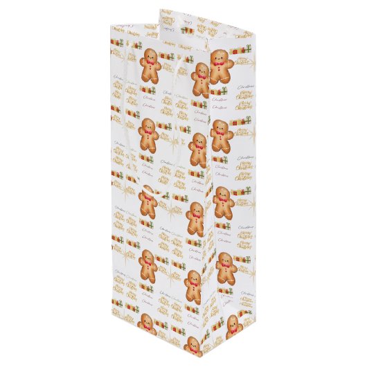 red Christmas happy day and Christmas stocking Wijn Cadeautas (Achterkant Gekanteld)