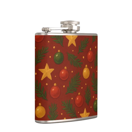 Red Christmas Hip Flask – Classic Holiday Gift Heupfles (Rechts)