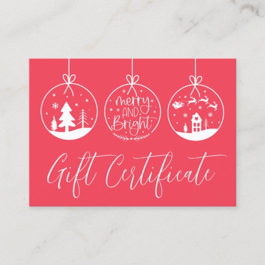 Red Christmas Holiday Business Cadeaubon Visitekaartje (Voorkant)