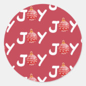 Red Christmas Joy Envelope Seal Ronde Sticker (Voorkant)