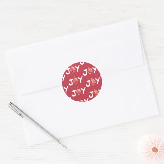 Red Christmas Joy Envelope Seal Ronde Sticker (Envelop)