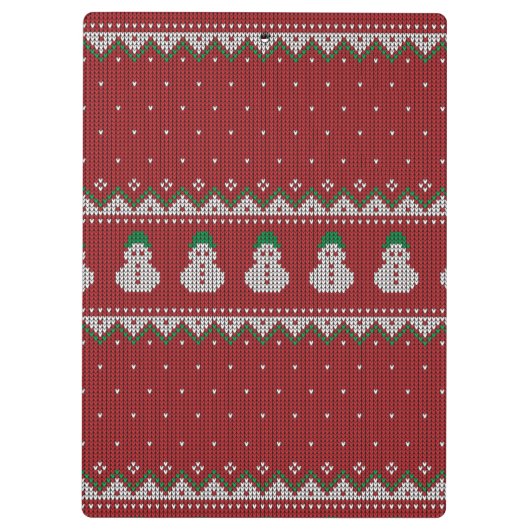 Red Christmas Knit Apple Pattern | Winter Holiday Klembord (Achterkant)